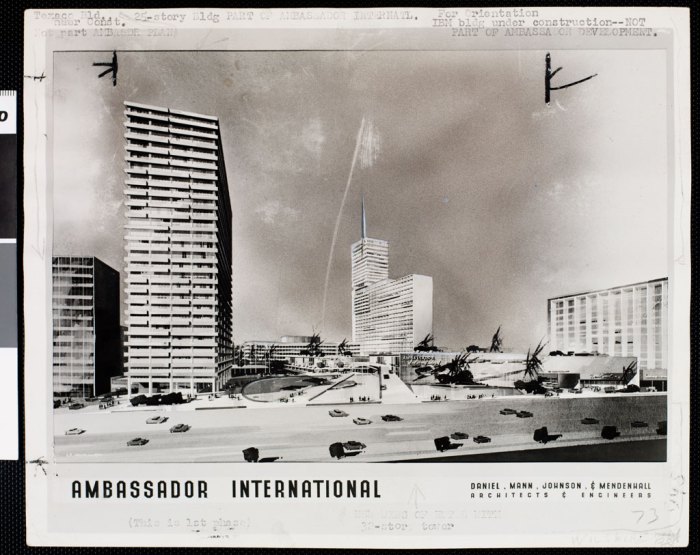 Proposed Development on the site of the Ambassador Hotel, Wlishire Blvd. 1957