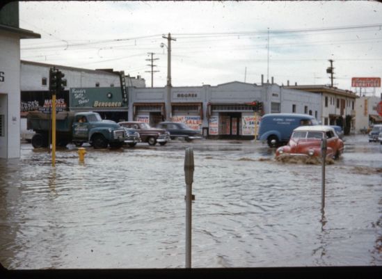 Flooding in Van Nuys, early 1950s.