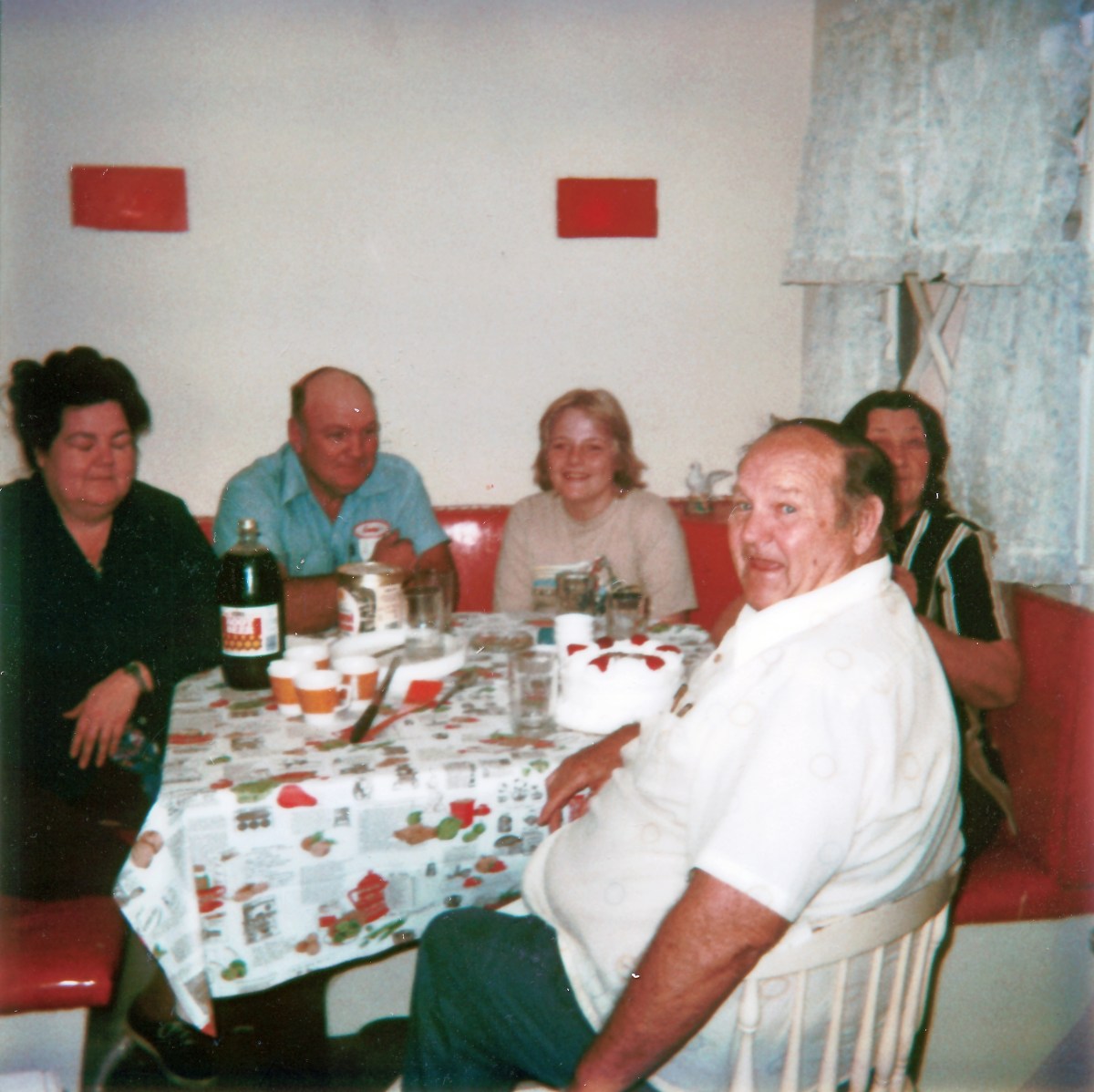 "My Mother, Father, younger Brother, Maternal Grandfather and Grandmother at a simple party to celebrate my Grandparents Anniversary taken in late 1979."