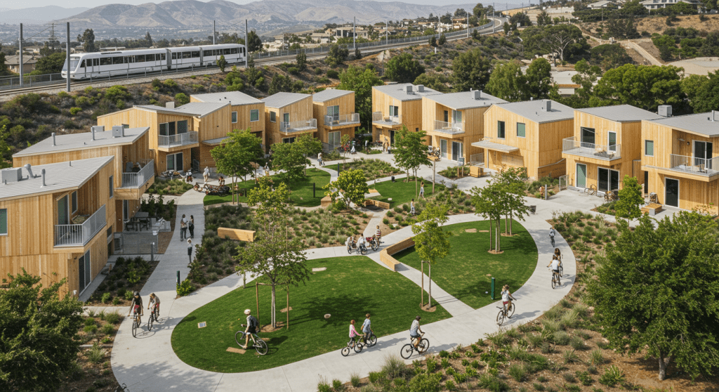 Concepts for Clustered Houses Near Light Rail.